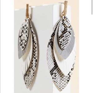 Multilayer snake print feather earring